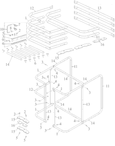 Attachments / 19a30043100 42-Inchand46-Inch Leaf Collection System / Frame Diagram and Parts List for 2023 Yard Machines Lawn Tractor